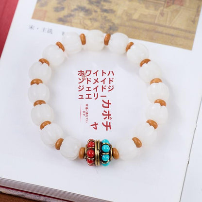 Five-Color Gold Foil Heart Sutra Multi-Treasure Glazed Bell Lion Awakening Bracelet Flawless Bracelet