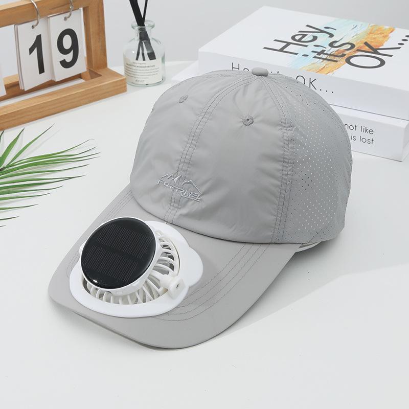 Summer Solar Charging Digital Display Fan Outdoor Quick-Dry Sunshade Sun Protection Wide Breathable Brim Hat Baseball Cap