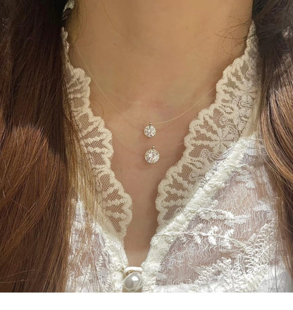 Mermaid Tears Necklace Ladies New Moissanite Invisible Fishing Line Minority All-Match Sterling Silver Clavicle Chain