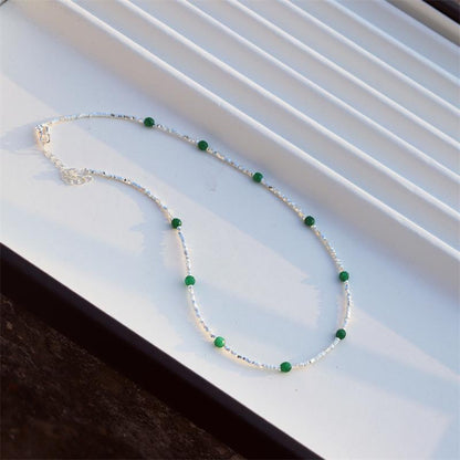 Elegant Design Light Luxury Minimalist Style Broken Silver Irregular Freshwater Pearl Small Silver Bar Handmade Beaded Necklace