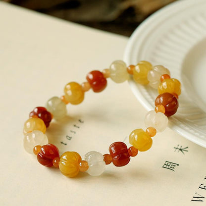 Temple Natural Xinjiang Pumpkin Beads Bracelet Couple Retro Ethnic Style Gourd Pumpkin Jinsi Jade Bracelet