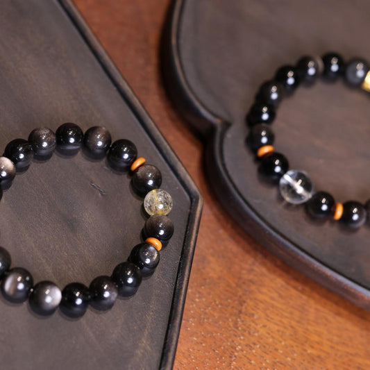 Quality 10mm Silver Obsidian Bracelet Twelve Zodiac Crystal Lucky Bead Bracelet Men Women Couple Jewelry
