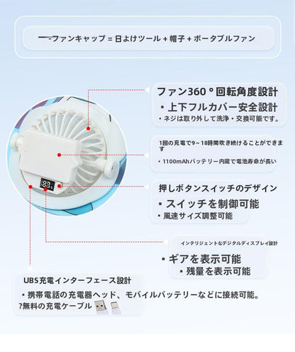 Summer Rechargeable Multi-Fan Hat Pastoral Outdoor Play Work Travel Sunshade Face Shield Wide Brim Sun Hat
