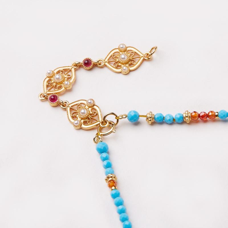 New Chinese Style Ultra-Fine Cut Magnesite Necklace for Women S925 Silver Filigree Enamel Pearl Flower Pendant Collarbone Chain