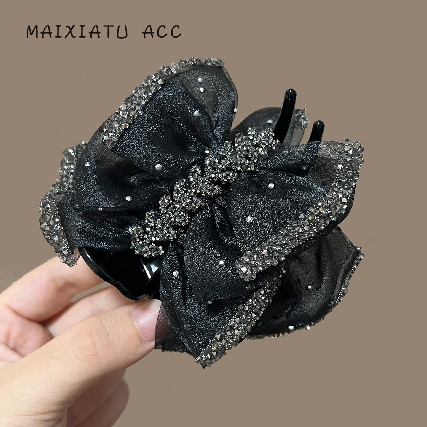Oriental Pearl [Yuanmai] Elegant Light Luxury Organza Bun Clip Half Up Ponytail Hair Clip Ophiopogon Bun Clip
