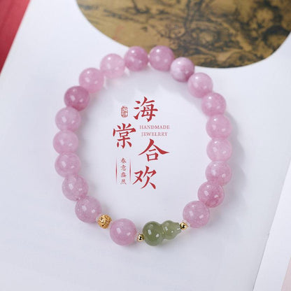 Purple Chalcedony Hetian Jade Gourd Bracelet S925 Silver Curly Grass Pattern Begonia Acacia Bracelet Chinese Style