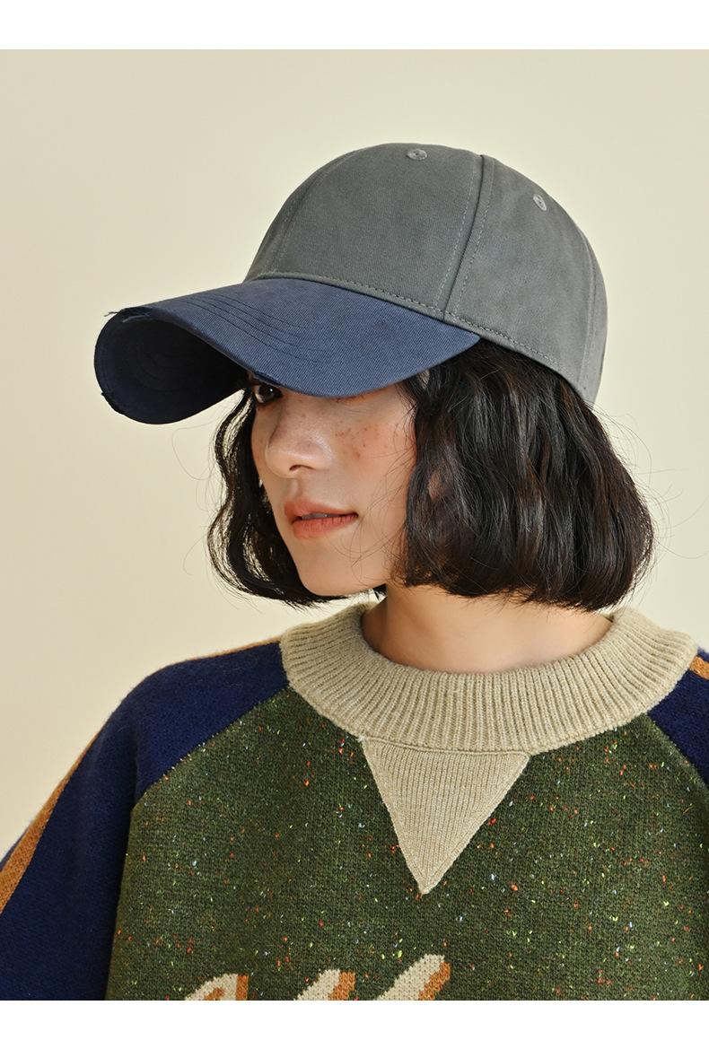 Spring Summer Soft Top Baseball Cap for Women Dopamine Fashion Color-Block Duckbill Cap American Retro Outdoor Plain Casual Hat