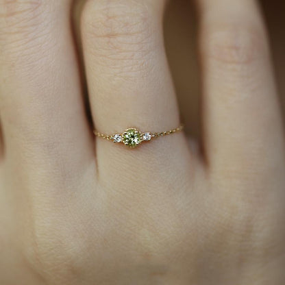 S925 Little Jasmine Gold Olive Adjustable Chain Pure Silver Ring for Women Japanese Style Niche High-end Jewelry