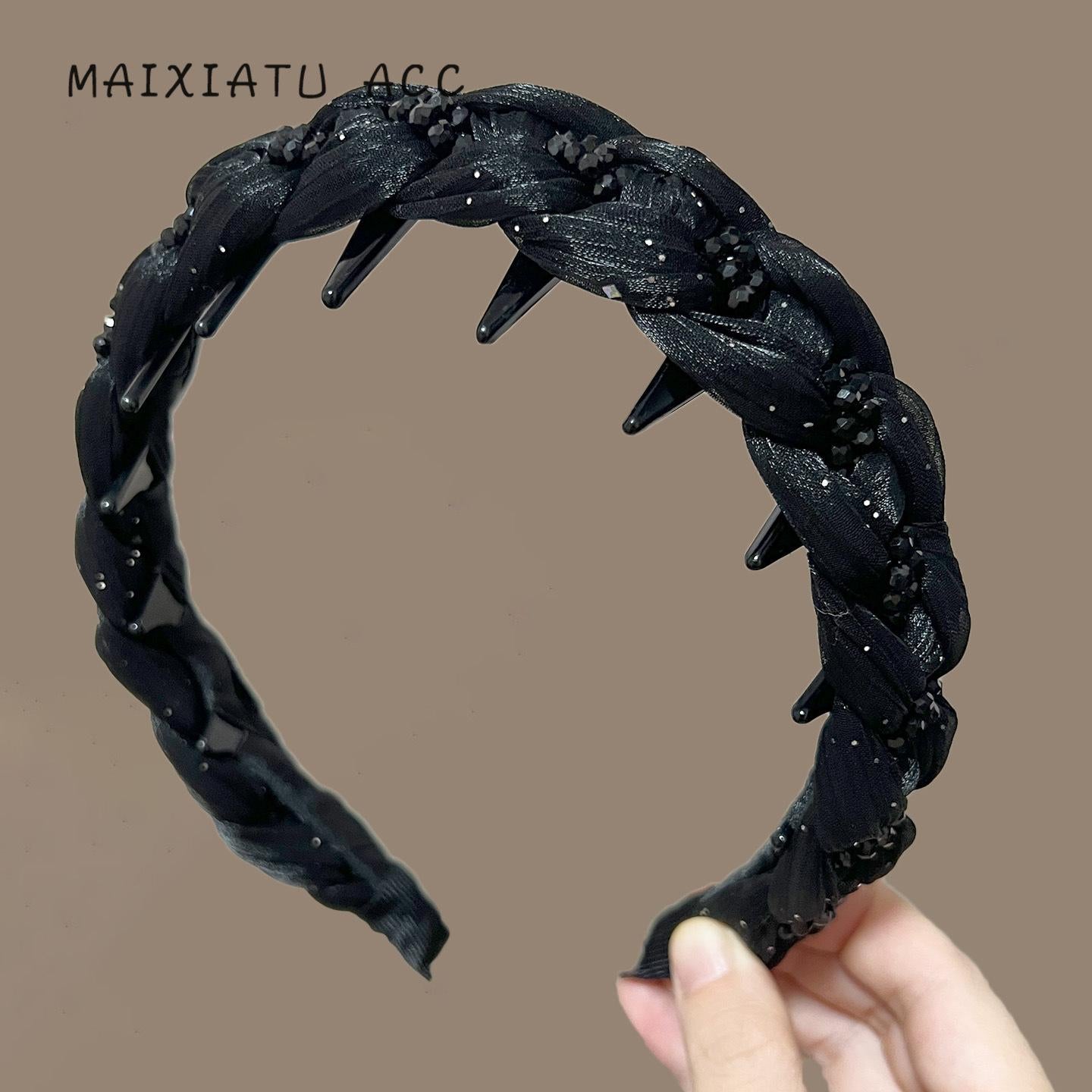 Hepburn Style Shiny Headband [Kefu Hairband] High-End Elegant French Headband High Crown Small Face Hair Accessory