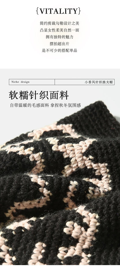 Autumn Winter Versatile Knitted Fisherman Hat for Women Korean Style Ins Fashion Warm Woolen Bucket Hat Retro Artistic Bucket Hat