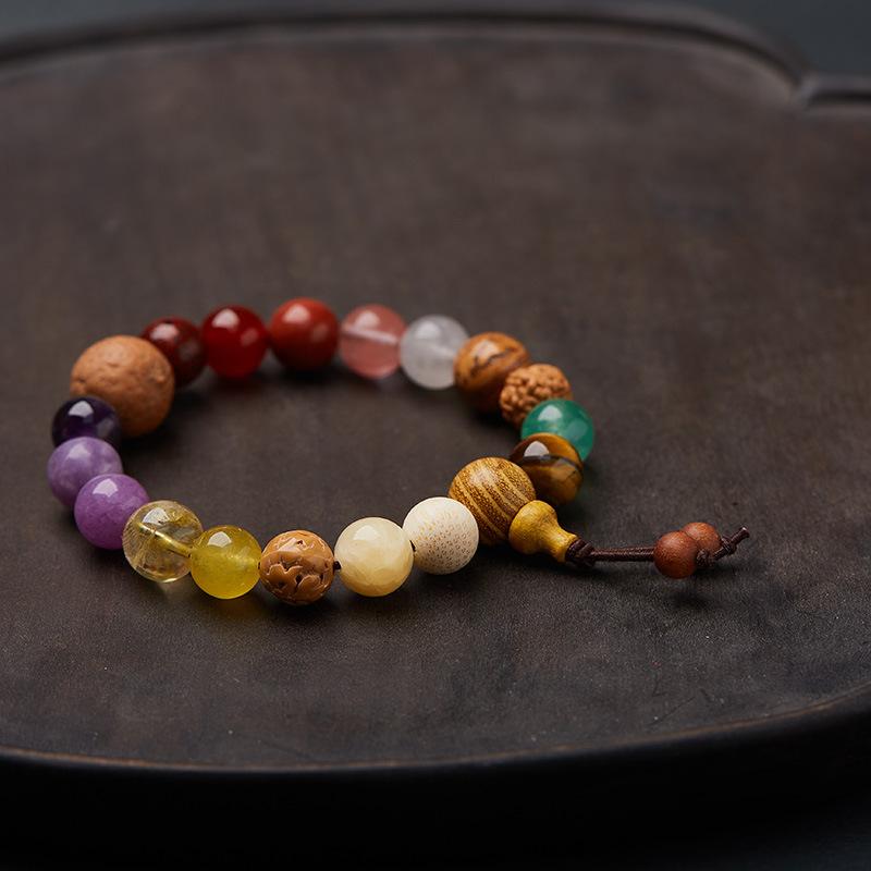 Lingyin Eighteen Seeds Bracelet Nine Purple Fire Eighteen Seeds Design Bracelet Natural Gemstone Multi-Treasure Bracelet