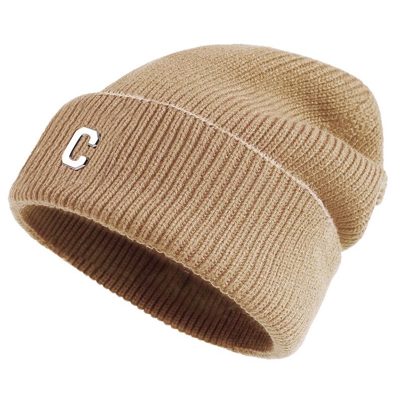 Couple Style Knitted Hat Simple Large Head Circumference Wool Hat Men Korean Version Trendy Cold Hat Autumn Winter Head Wrap Hat