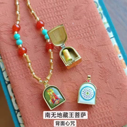 Tibetan Style Zakiram Zodiac Birth Buddha Necklace Thangka Gawu Box New Chinese Style Olive Core Bamboo Knot Pendant