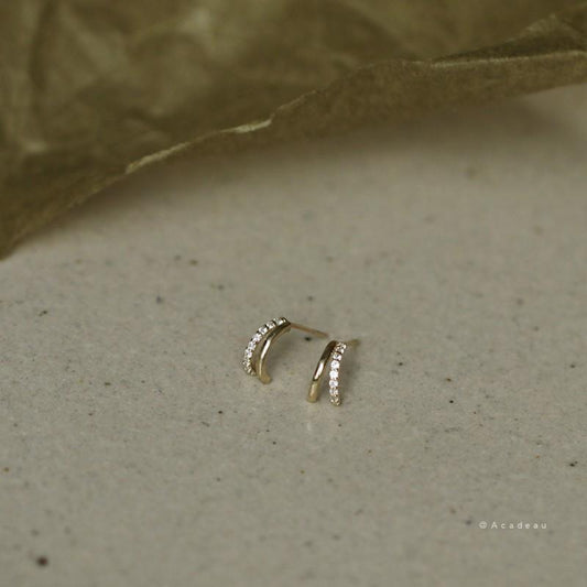 S925 Sterling Silver 14K Gold Plated Earrings Inlaid with Zircon Fresh and Versatile Student Earrings