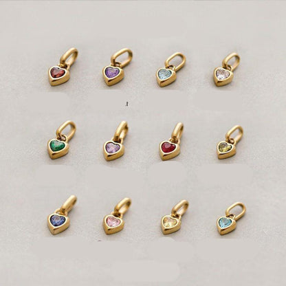 Titanium Steel Necklace Rectangular December Birthstone Pendant Colorful Zircon Clavicle Chain for Women Color Retention 18K Gold Plated Color Retention