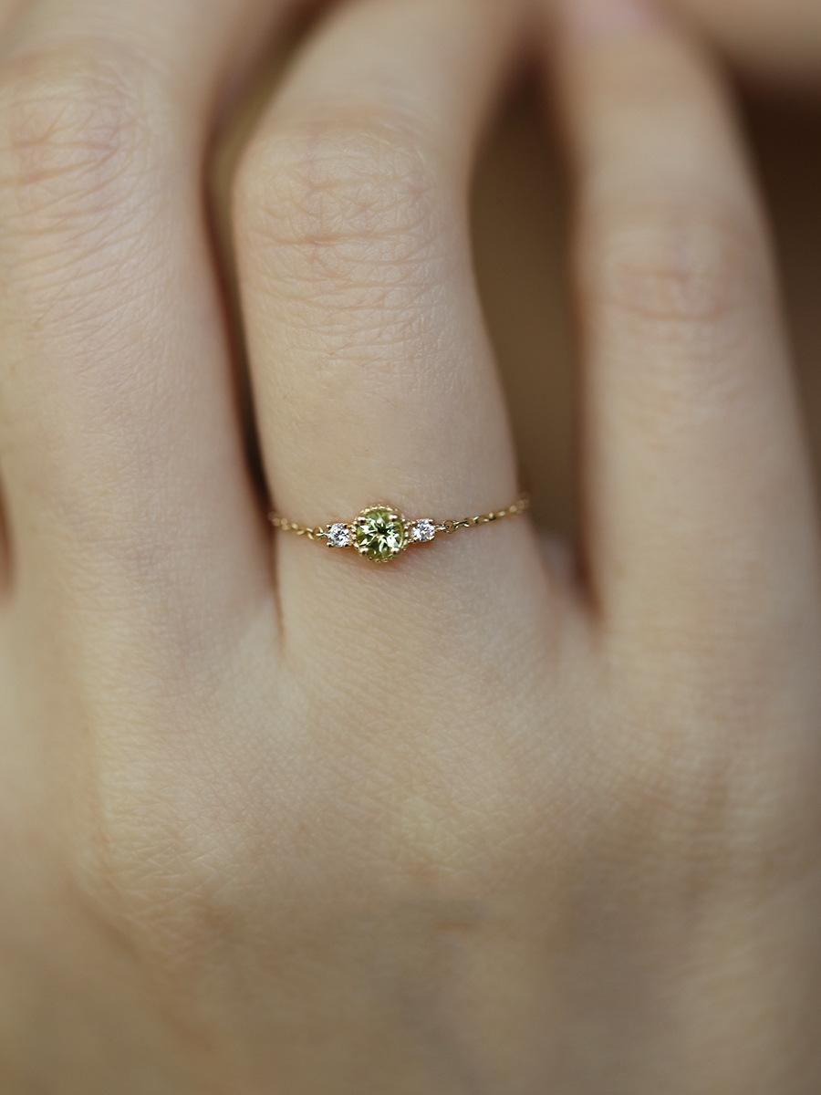 S925 Little Jasmine Gold Olive Adjustable Chain Pure Silver Ring for Women Japanese Style Niche High-end Jewelry