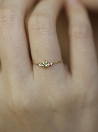 S925 Little Jasmine Gold Olive Adjustable Chain Pure Silver Ring for Women Japanese Style Niche High-end Jewelry