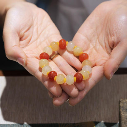 Gold Silk Jade Bracelet Wholesale Drum Beads Pumpkin Beads Gourd Ethnic Style Bracelet Yellow Jade Pixiu Bracelet for Women