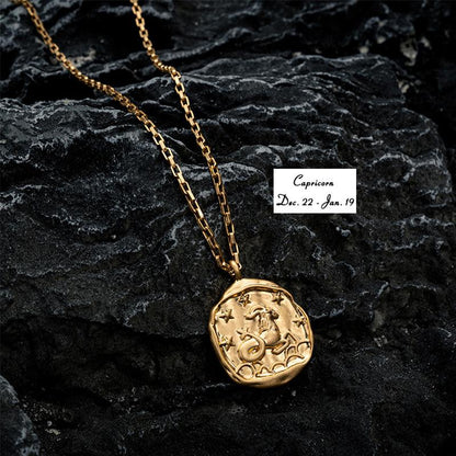 Twelve Constellation Pendant Necklace Furnace Vacuum Electroplating 18k Gold 12 Constellations