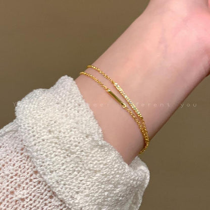 S925 Silver Plated 14K Gold Double Layer Stacked Delicate Zircon Bracelet for Women Ins Niche Design High-end Minimalist Style