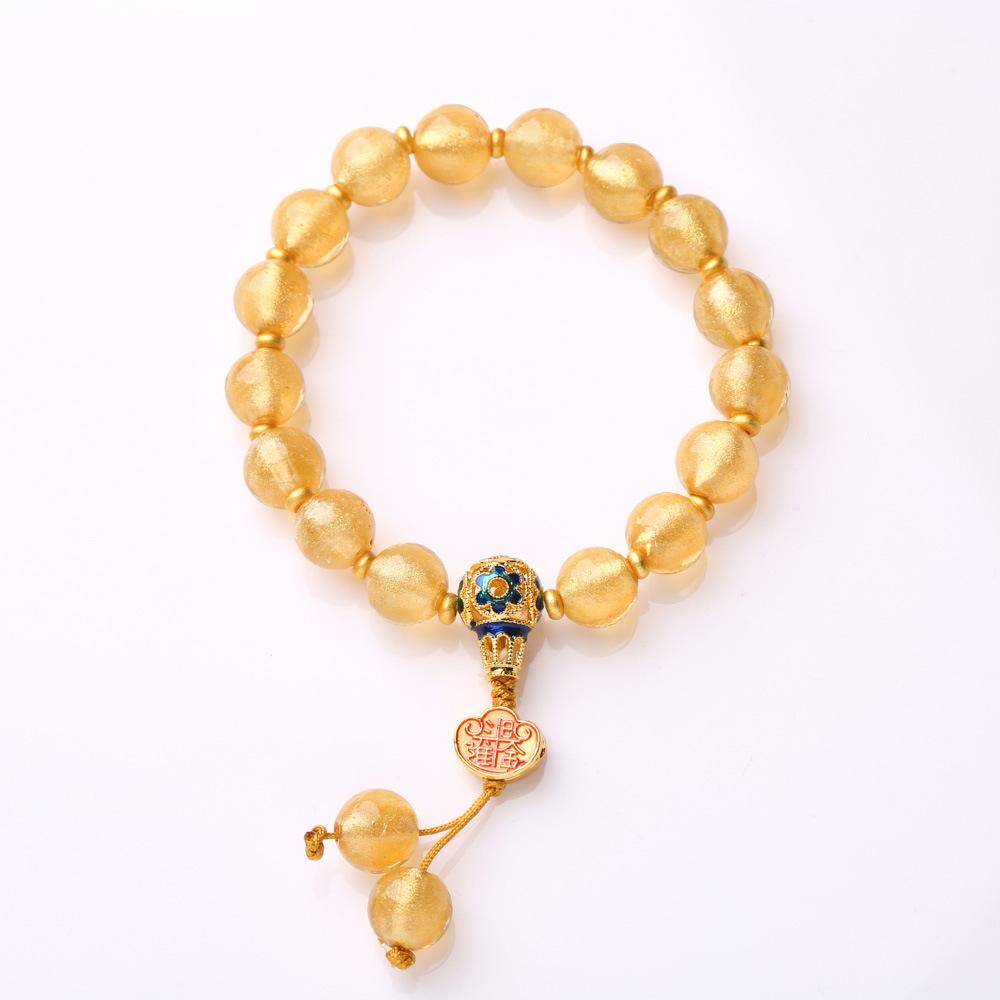 Beijing Yongxiang Gray Glass Bracelet Yellow Gold Foil Glass Daily Progress Gold Ruyi Bracelet Circulation Office