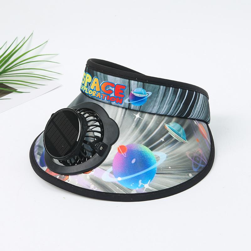 Children's Solar Charging Fan Hat Cartoon Boys and Girls Big Kids Outdoor Summer Sunshade Sun Protection Visor Hat