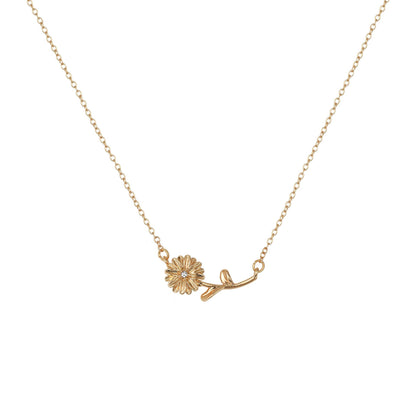 December Birthstone Pendant 3D Decorative Flower Pendant Necklace Gold-Plated Sweater Chain