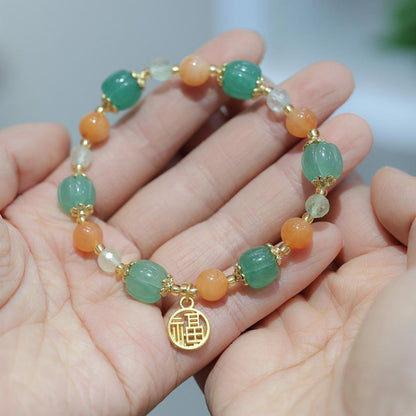 Temple Natural Xinjiang Pumpkin Beads Bracelet Couple Retro Ethnic Style Gourd Pumpkin Jinsi Jade Bracelet