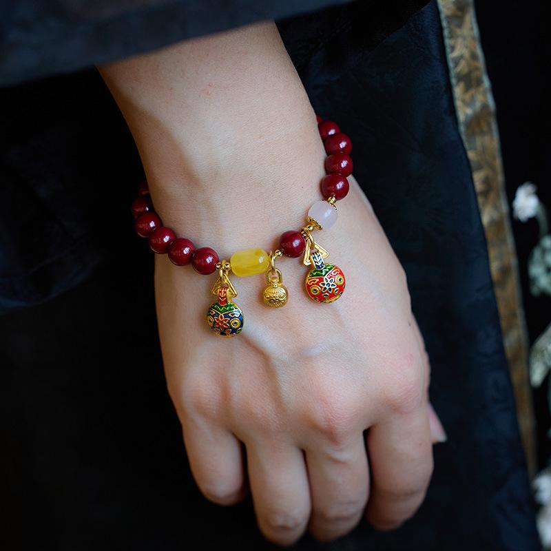 Natural Raw Mineral Purple Gold Sand Cinnabar Bracelet for Women, Gold-Sucking Beast Perfect Bracelet, Zodiac Year Gift
