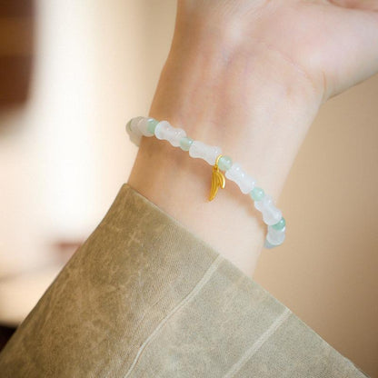 Natural Tianshan Green Bamboo Knot Bracelet Bamboo Knot Wealthy Endless Gold Silk Jade High-end Bracelet Gift for Best Friend