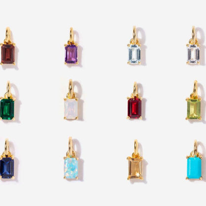 Titanium Steel Color-Retaining Necklace Rectangular December Birthstone Pendant Colorful Zircon Clavicle Chain for Women 18K Gold Plated
