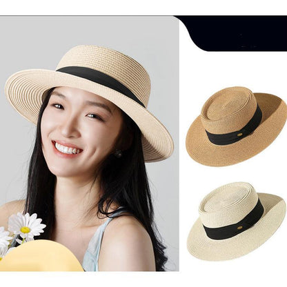 2023 Summer New Women's Straw Hat Outdoor Casual Beach Hat Wide Brim Slimming Sun Hat Vintage Sun Protection Hat