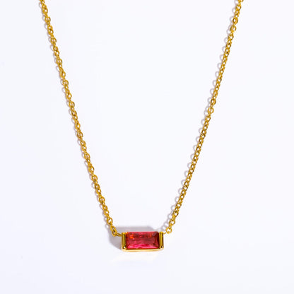 Titanium Steel Birthstone 12 Birthstone Zircon Necklace Monthly Stone Women High Color Retention Ins Necklace
