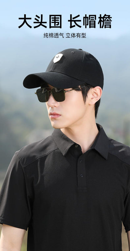 Men's Hard Top Baseball Cap Pure Cotton Comfortable Versatile Duckbill Cap Spring Summer Korean Style Large Head Circumference Hat