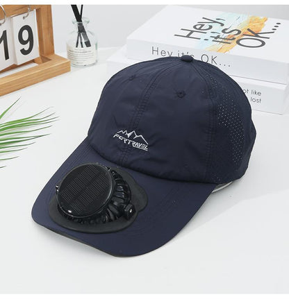 Summer Solar Charging Digital Display Fan Outdoor Quick-Dry Sunshade Sun Protection Wide Breathable Brim Hat Baseball Cap