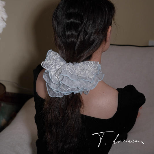 &lt;Dreamland&gt; Sheer Lace Hair Tie Ins Hair Accessories for Women Bun French Retro Hair Rope Hair Ornament Hair Flower