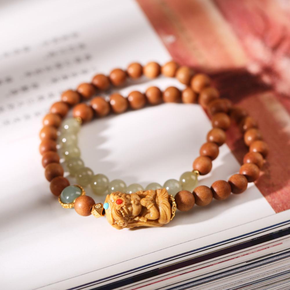 Natural Milk Fragrance Sandalwood Barbie Sandalwood Bracelet Zakiram Hetian Jade High-end Bracelet