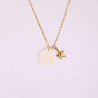 Titanium Steel High Color Retention European and American Beach Starfish Necklace Summer Style Conch Pendant Shell DIY Necklace 18K Gold Plated