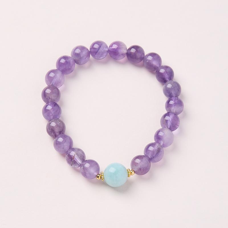 8mm Natural Amethyst Bracelet for Women Purple Lavender Amethyst High-end Bracelet