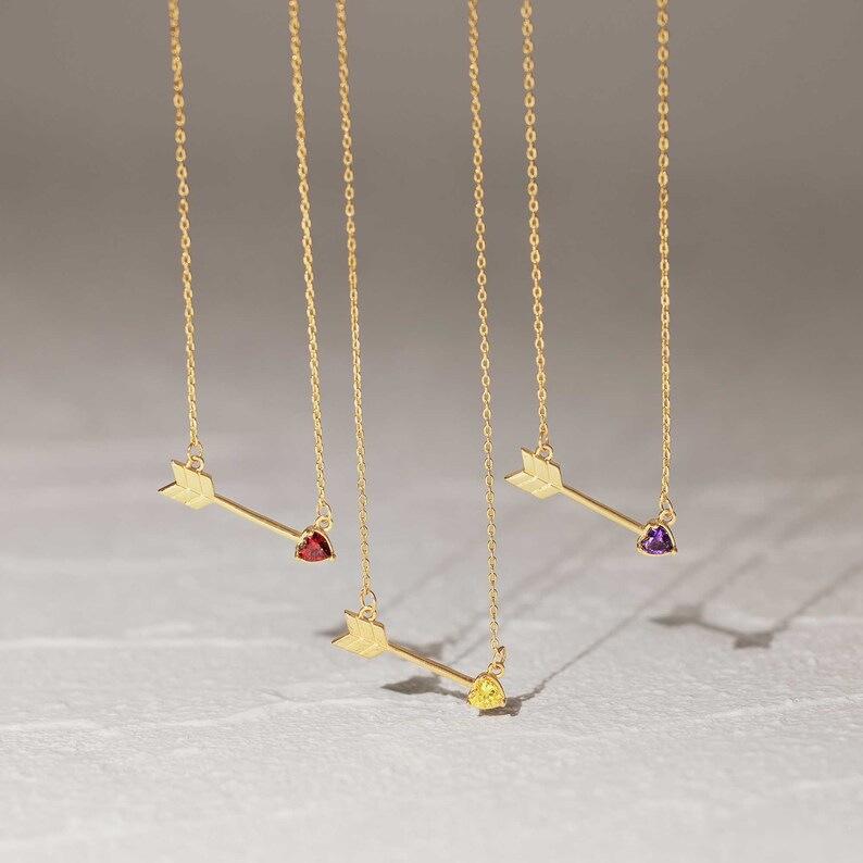 Titanium Steel High Color Retention Twelve Birthstone Necklace Ins12 Birthstone One Arrow Through Heart Pendant Necklace 18K Gold