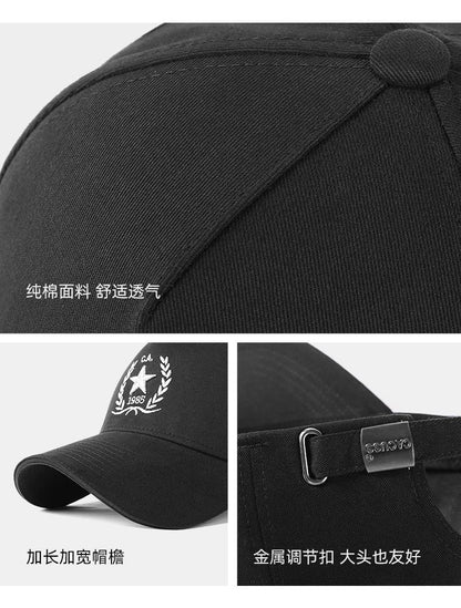 High Crown Hat for Men with Large Head Circumference, Face Slimming Hard Brim Baseball Cap for Outdoor Travel Sunshade