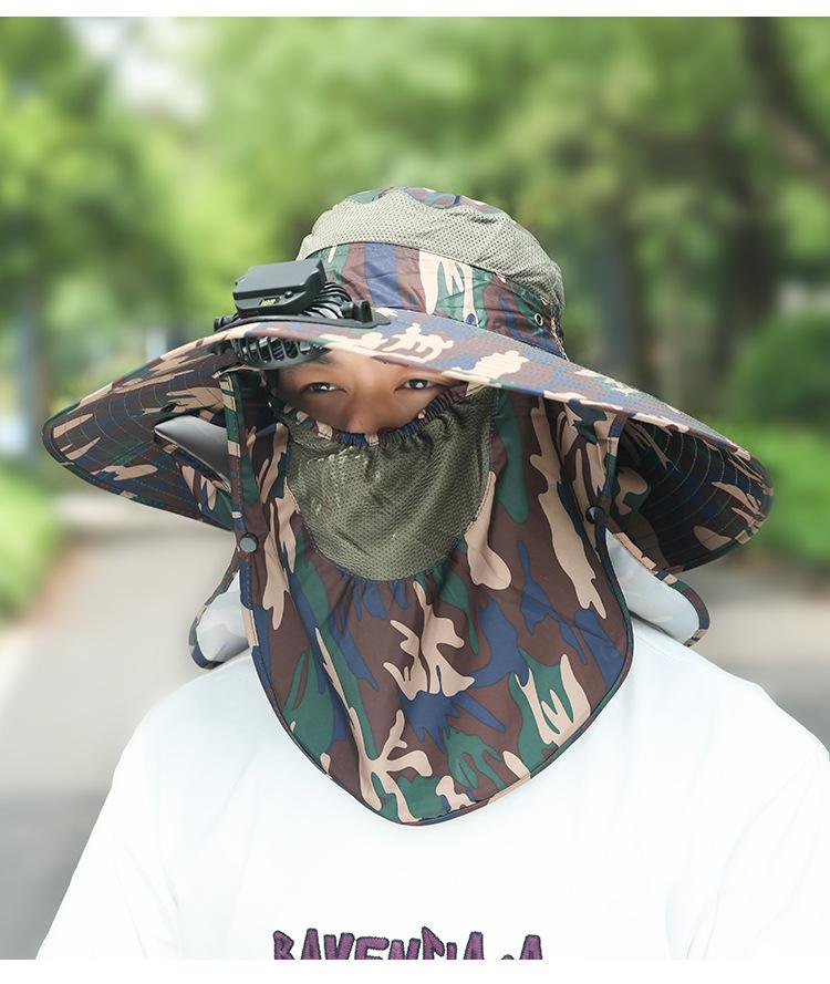 Summer Rechargeable Multi-Fan Hat Pastoral Outdoor Play Work Travel Sunshade Face Shield Wide Brim Sun Hat