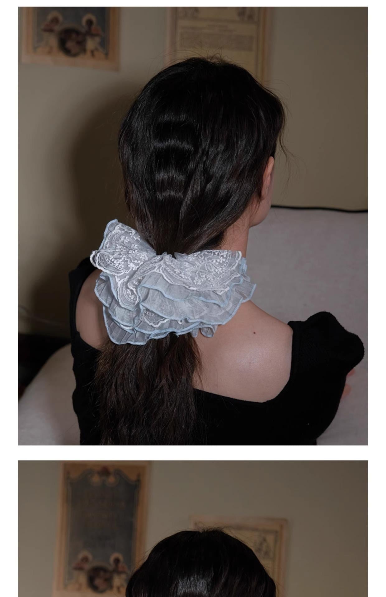 &lt;Dreamland&gt; Sheer Lace Hair Tie Ins Hair Accessories for Women Bun French Retro Hair Rope Hair Ornament Hair Flower