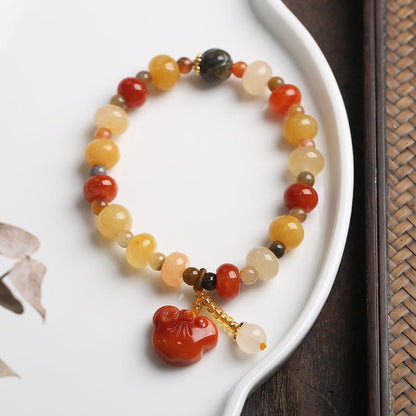 Temple Natural Xinjiang Pumpkin Beads Bracelet Couple Retro Ethnic Style Gourd Pumpkin Jinsi Jade Bracelet