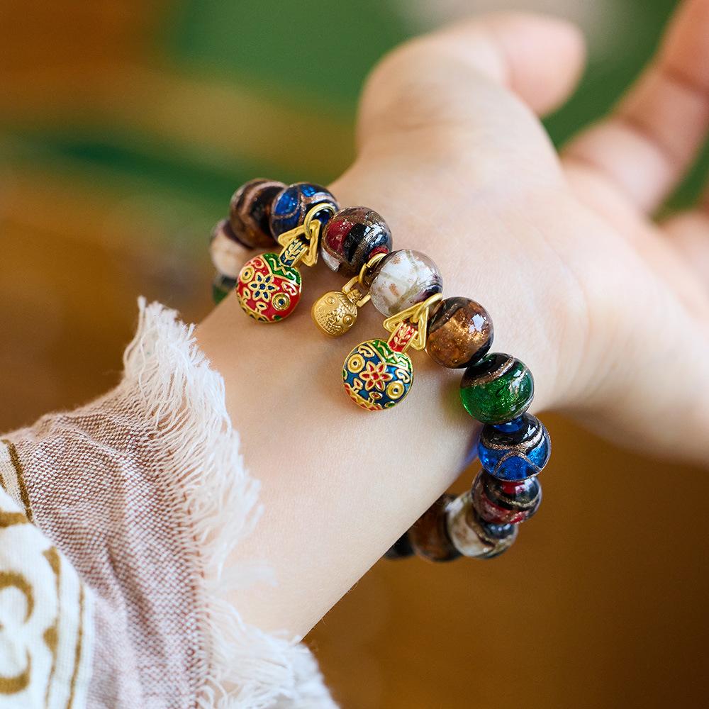 Incense Ash Glazed Bracelet Five-Color Incense Ash Family of Three Perfect Harmony Gold-Devouring Beast Palace Bracelet