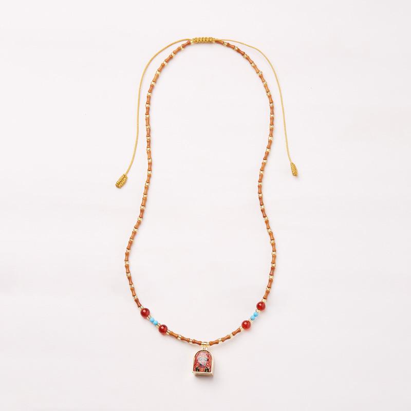 Tibetan Style Zakiram Zodiac Birth Buddha Necklace Thangka Gawu Box New Chinese Style Olive Core Bamboo Knot Pendant