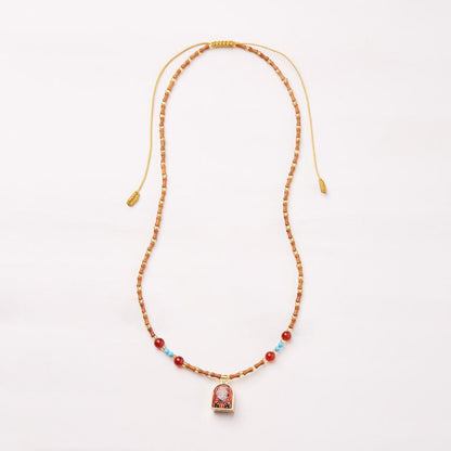 Tibetan Style Zakiram Zodiac Birth Buddha Necklace Thangka Gawu Box New Chinese Style Olive Core Bamboo Knot Pendant