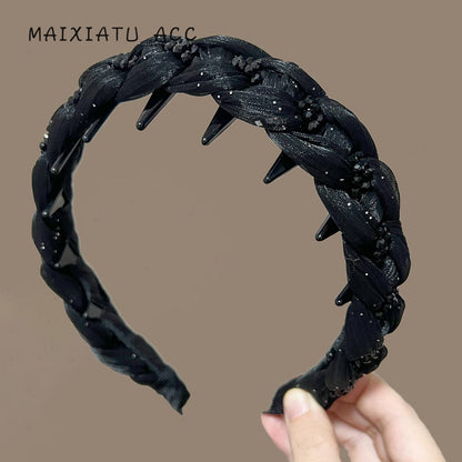 Hepburn Style Shiny Headband [Kefu Hairband] High-End Elegant French Headband High Crown Small Face Hair Accessory