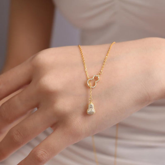 Niche Tassel Inlaid Diamond Gourd National Style S925 Sterling Silver Necklace for Women High-end Non-fading Hollow Small Gourd Jewelry