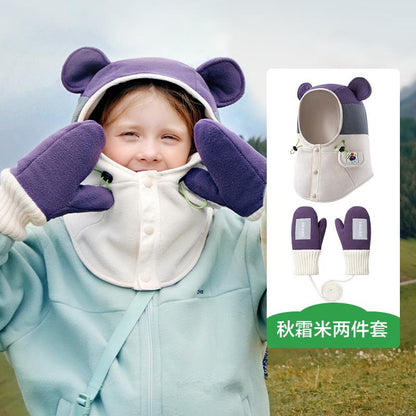 KK Tree Children's Hat Autumn Winter Boys Girls Baby Pullover Hat Winter Scarf Neck Warmer Ear Protection Warmth